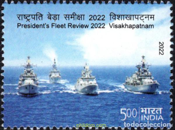 Sellos: 693756 MNH INDIA 2022 REVISI&oacute;N PRESIDENCIAL DE LA MARINA MERCANTE.