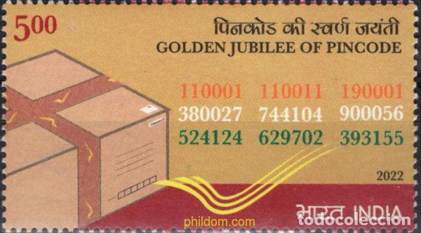 Stamps: 696177 MNH INDIA 2022 ANIVERSARIO DEL C&oacute;DIGO PIN PARA PAQUETES.