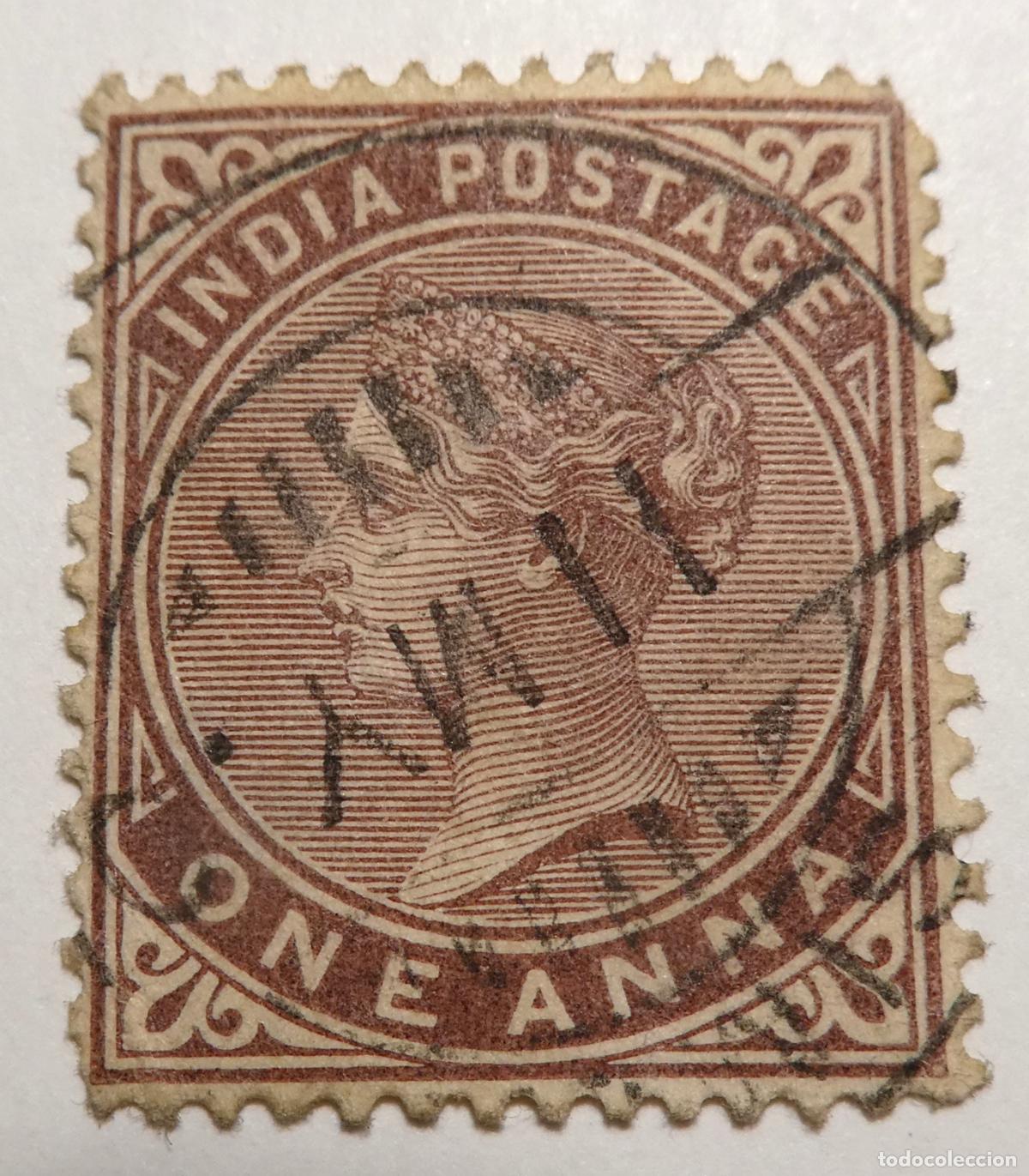 Sellos: Sello postal de INDIA 1883 , 1 Anna, Reina Victoria