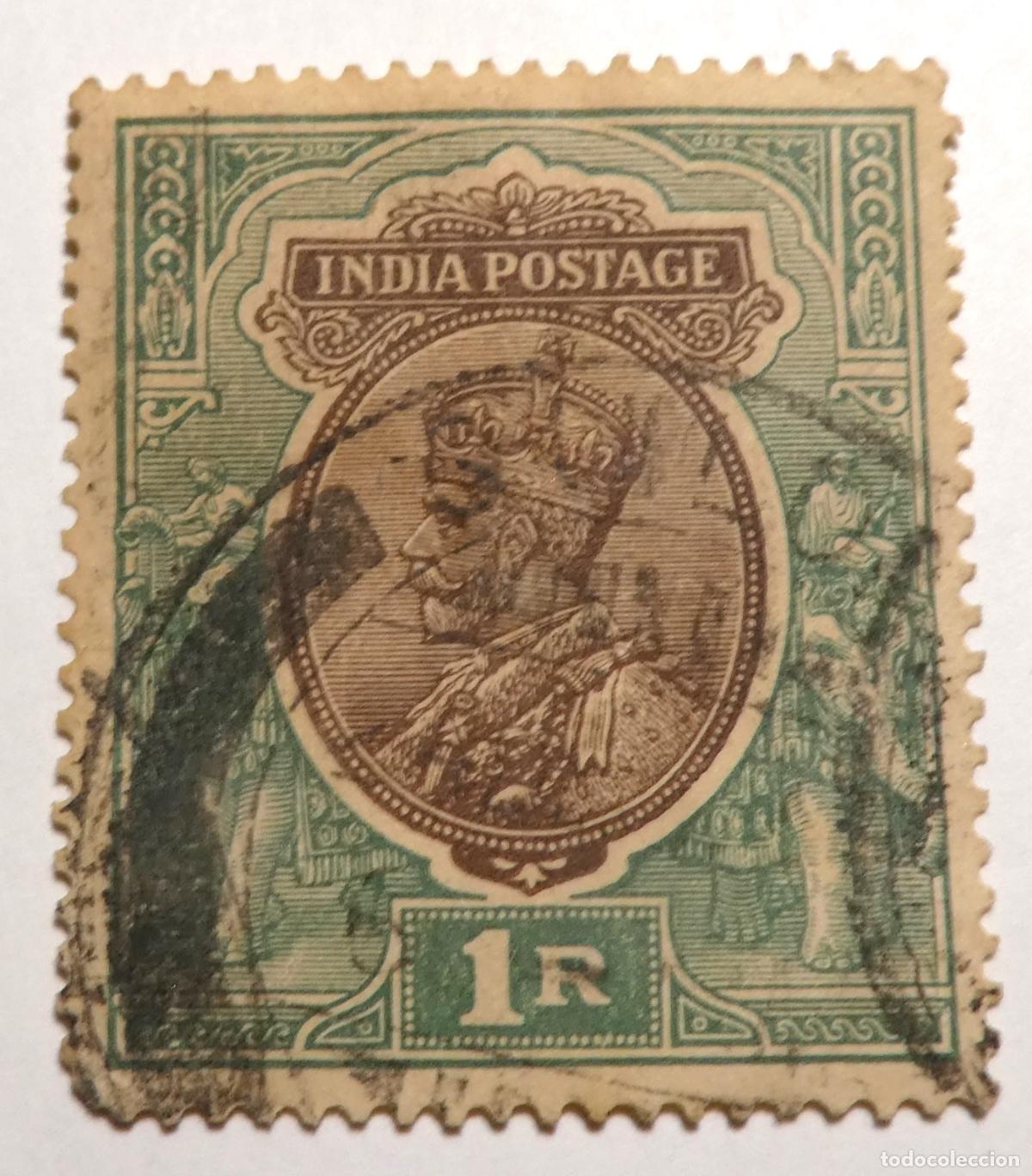 Sellos: Sello postal de India, 1 Rupia 1927 rey Jorge V