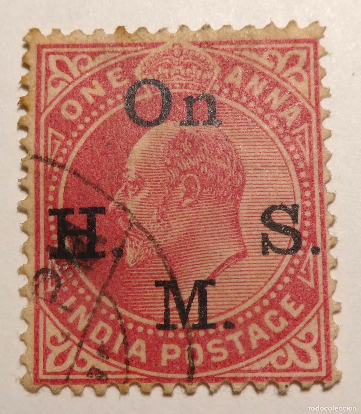 Sellos: Sello postal de India brit&aacute;nica 1907 1 Anna, Rey Eduardo