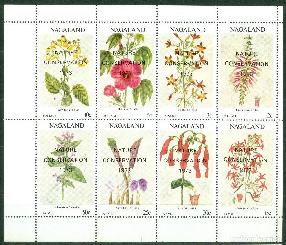 Sellos: NAGALAND 1972 SHEET MNH OVERPRINTED NATURE CONSERVATION 73 FLORA FLOWERS FLEURS FLORES BLUMEN