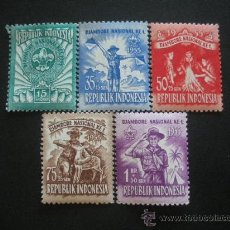 Sellos: INDONESIA 1955 IVERT 92/6 *** JAMBOREE NACIONAL - SCOUTS. Lote 30309467