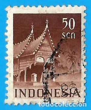 Sellos: INDONESIA. 1950. CASA TIPICA - Foto 1