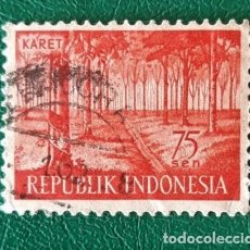 Sellos: SELLO USADO INDONESIA 1960 AGRICULTURA. CAUCHO KARET. Lote 347269343