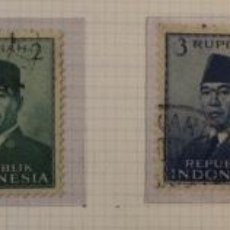 Sellos: LOTE 4 SELLOS INDONESIA AHMED SUKARNO (PRESIDENTE DE LA REPÚBLICA 1945 A 1967). Lote 386090924