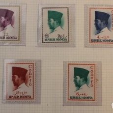 Sellos: LOTE 9 SELLOS INDONESIA AHMED SUKARNO (PRESIDENTE DE LA REPÚBLICA 1945 A 1967). Lote 386091424