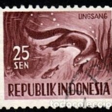 Sellos: INDONESIA. FAUNA. NUTRIA. 1956-57. YT-122. USADO