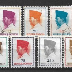 Sellos: INDONESIA 1964 PRES. SUKARNO USADO MANCHAS - 3-22
