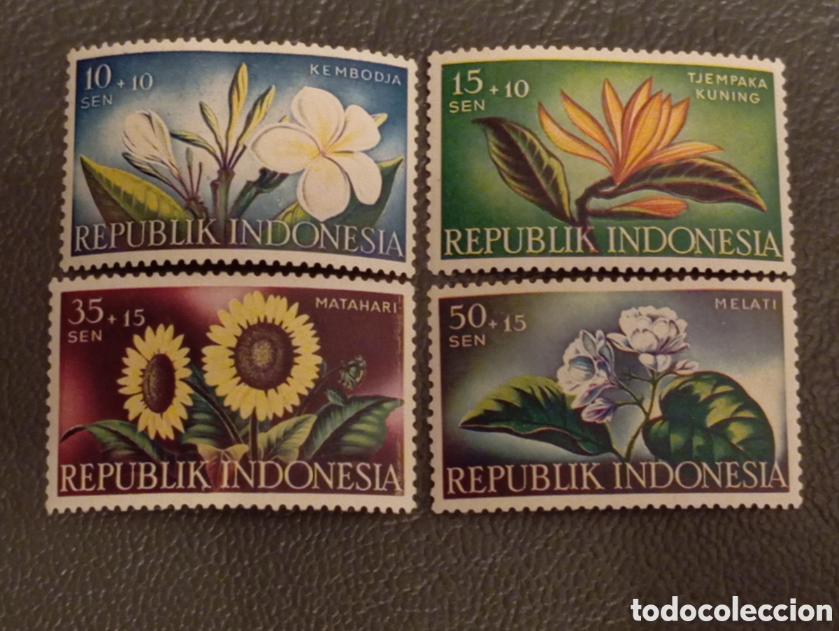 Sellos: Indonesia 1957 - Serie Flores (4/5) - Michel 205-208 MNH