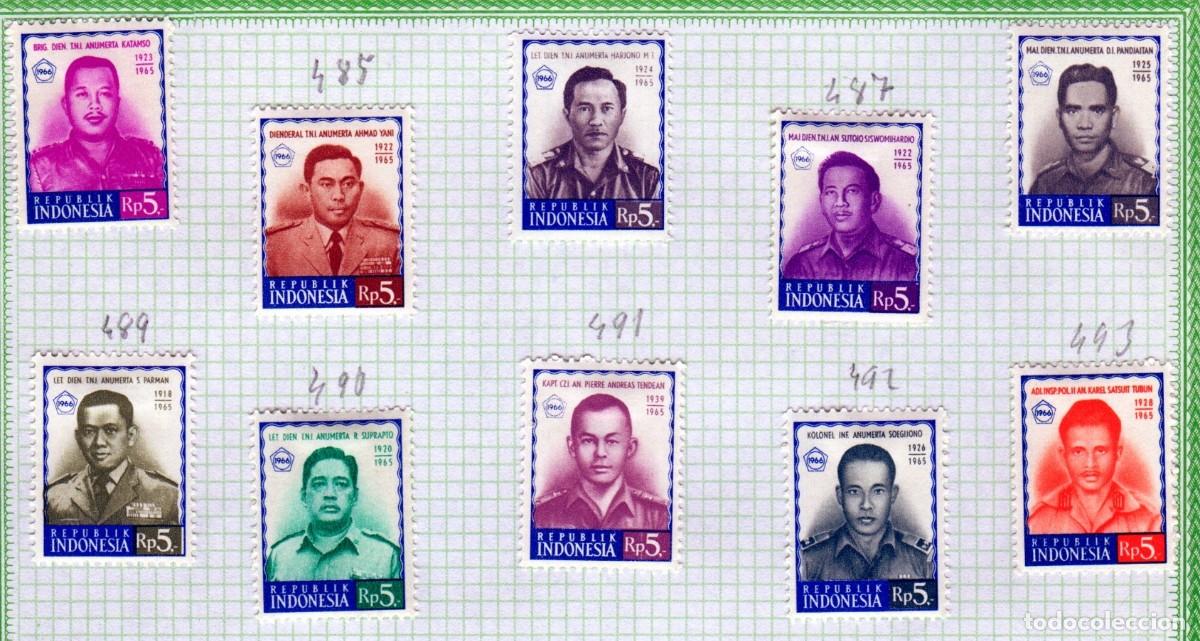 Selos: &Aacute;sia. Indonesia. V&iacute;ctimas del Golpe de Estado Comunista. 1966. YT-484/493. Serie completa. Nuevos