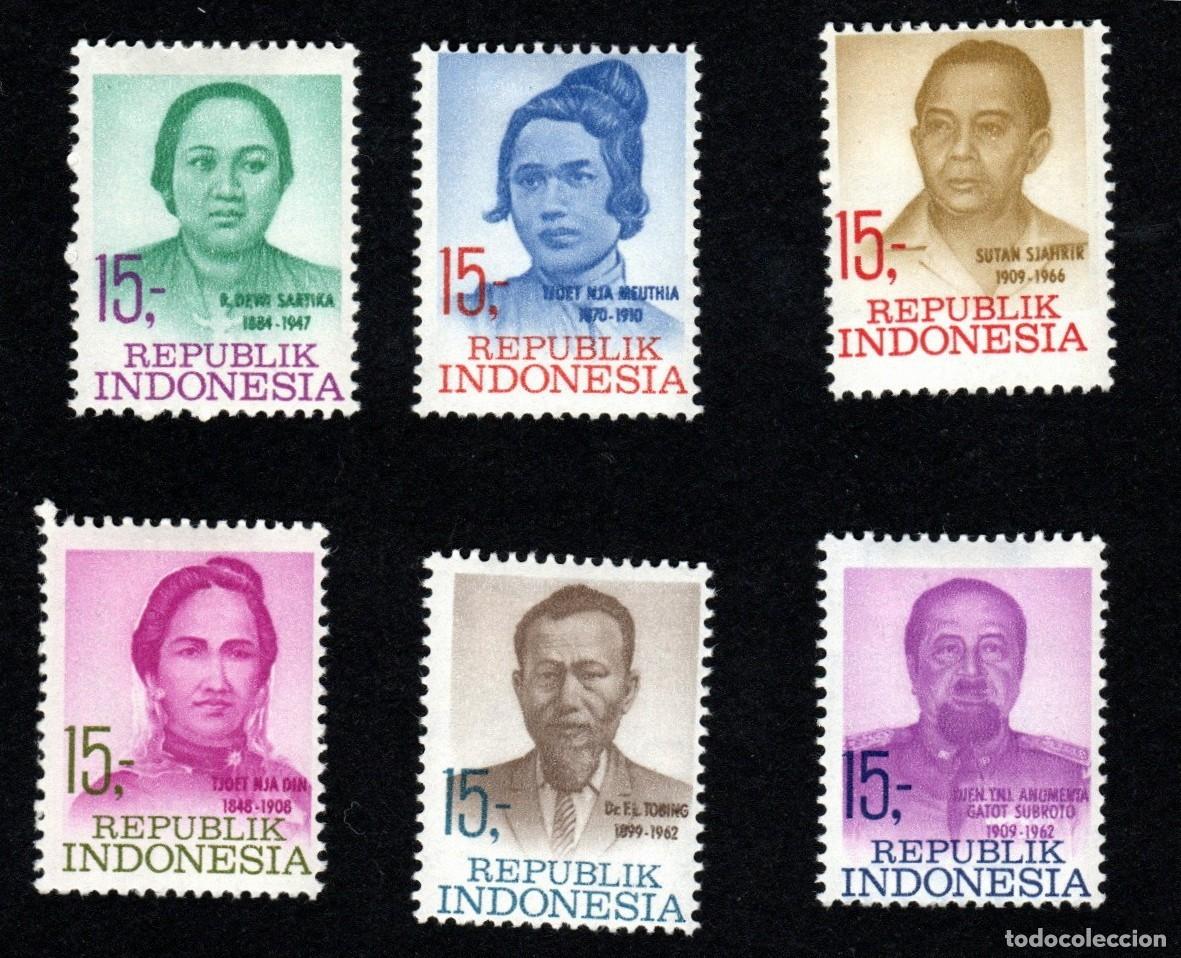 Sellos: As&iacute;a. Indonesia. H&eacute;roes de la Independencia. 1969. YT-558/5563. Serie Completa. Usado