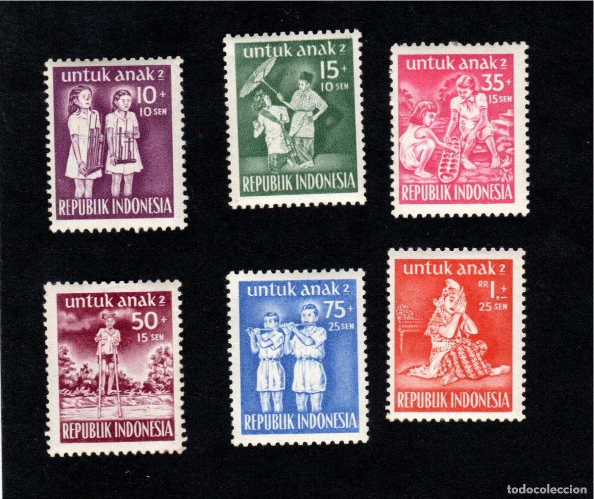 Sellos: As&iacute;a. Indonesia. Pro Infancia. 1954. YT-82/87. Serie Completa. Usado sin charnela. A4-2 s1