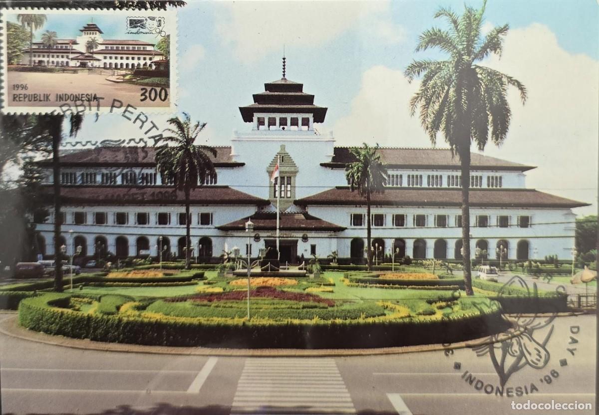Sellos: O) 1996 INDONESIA, 1996 WORLD JUNIOS PHILATELIC EXHIBITION, GOVERNMENT HOUSE, MAXIMUM CARD