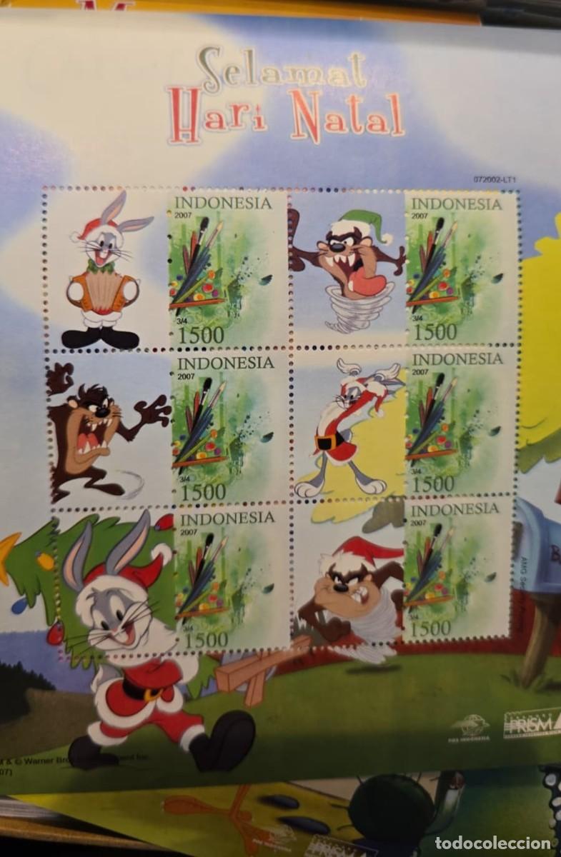 Sellos: O) 2007 INDONESIA, CHRISTMAS, CARTOON, BUGS BUNNY, THE TASMANIAN DEVIL - TAZ, AND DAFFY DUCK, SHEET