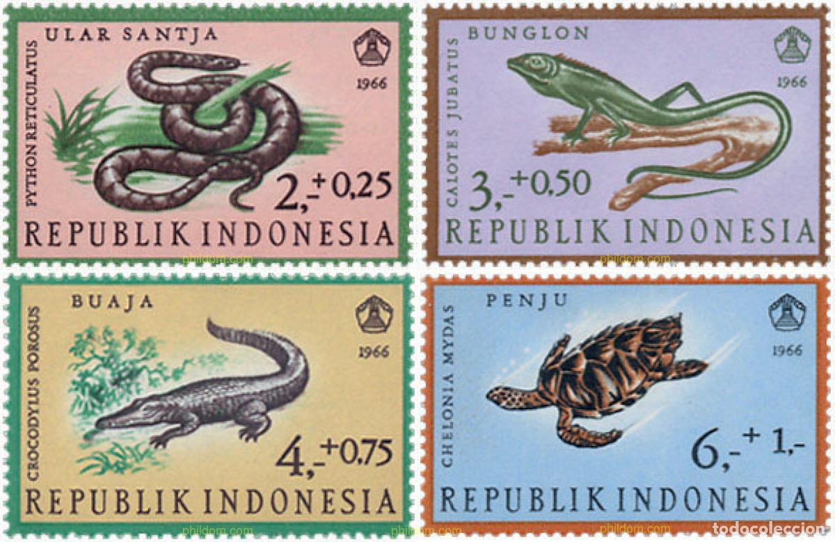 Sellos: 55276 MNH INDONESIA 1966 REPTILES