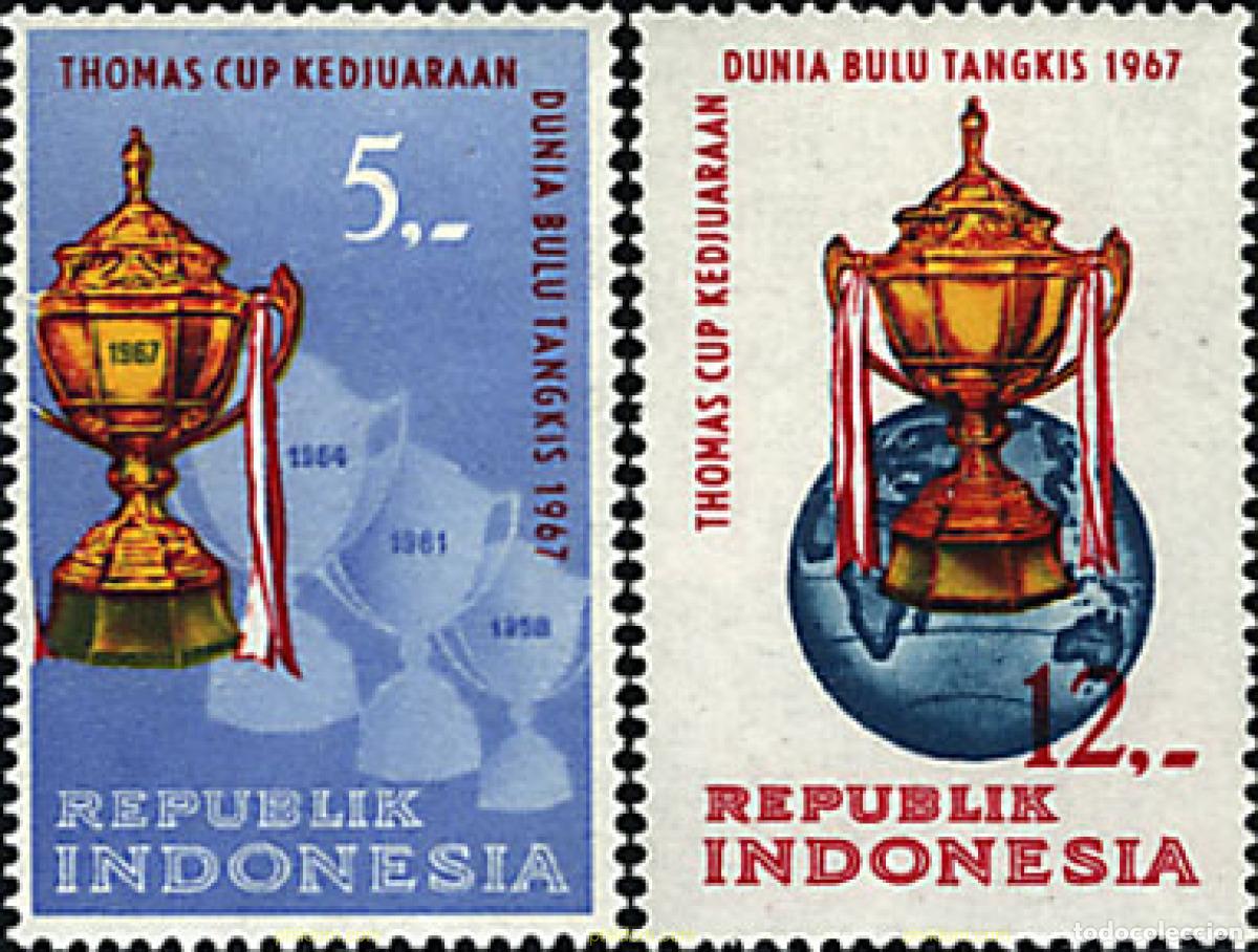 Sellos: 27233 MNH INDONESIA 1967 4 CAMPEONATOS DE BADMINTON. COPA THOMAS