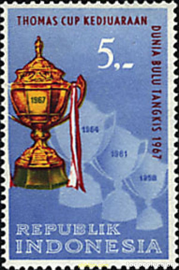Sellos: 617110 MNH INDONESIA 1967 4 CAMPEONATOS DE BADMINTON. COPA THOMAS