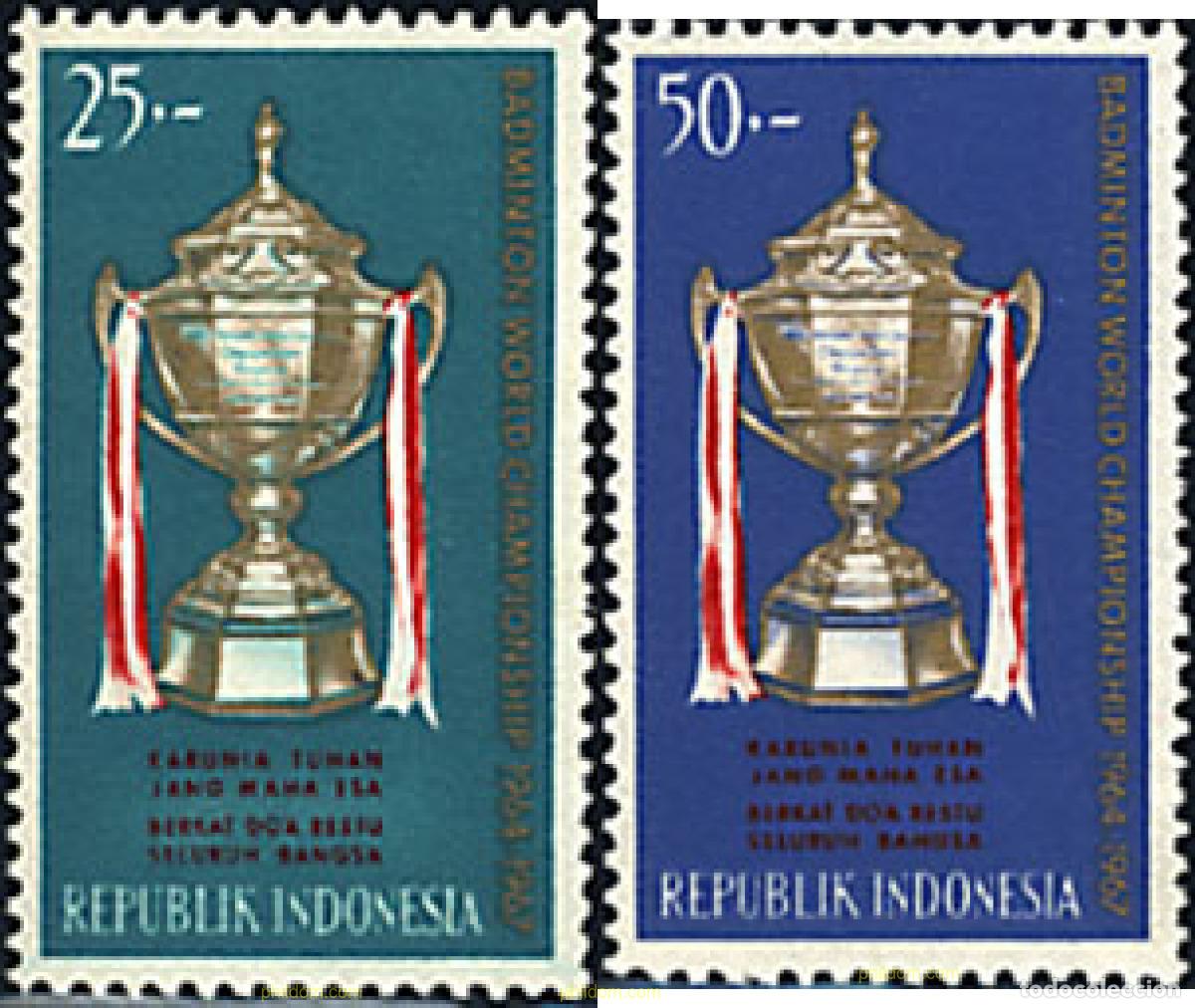 Briefmarken: 216303 MNH INDONESIA 1964 3 CAMPEONATOS DE BADMINTON. COPA THOMAS.