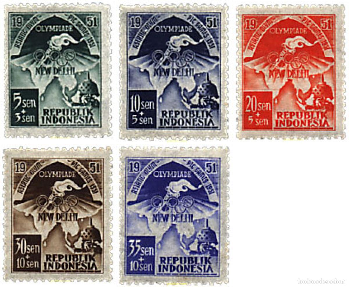 Sellos: 271812 HINGED INDONESIA 1951 JUEGOS OLIMPICOS ASIATICOS EN NUEVA DELHI