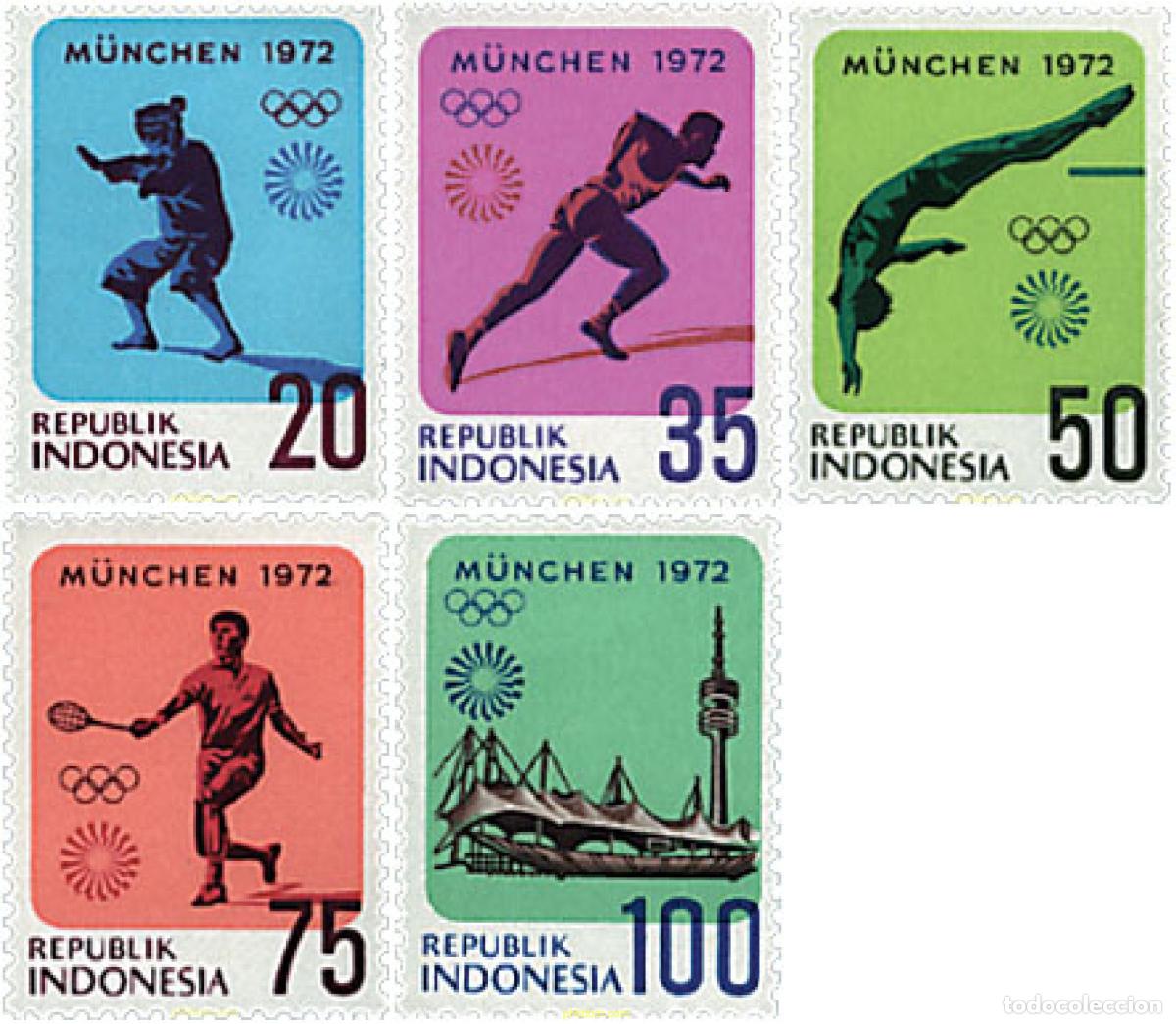 Sellos: 281784 HINGED INDONESIA 1972 20 JUEGOS OLIMPICOS VERANO MUNICH 1972