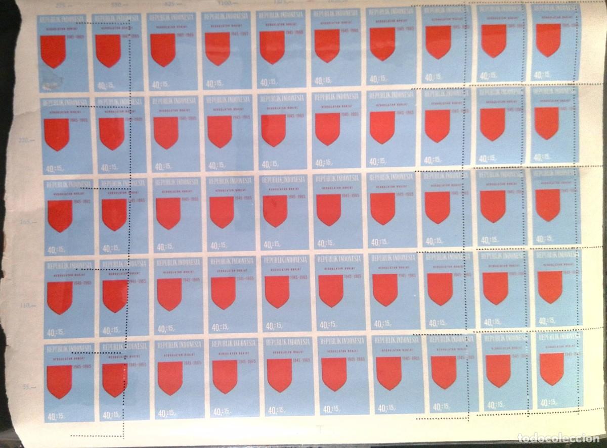 Sellos: O) 1965 INDONESIA, ERROR,DEMOCRACY, SCT B185 40r + 15r, FULL SHEET XF