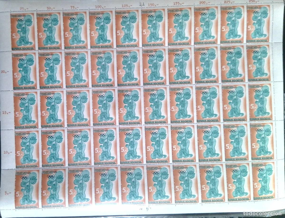 Sellos: O) 1968 INDONESIA, WEIGHT LIFTING, OLYMPIC GAMES,MEXICO CITY, SCT 742, SHEET MNH