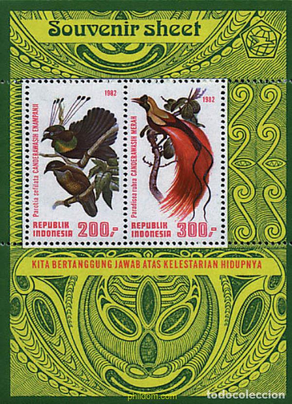 Timbres: 31424 MNH INDONESIA 1982 FAUNA. AVES DEL PARAISO