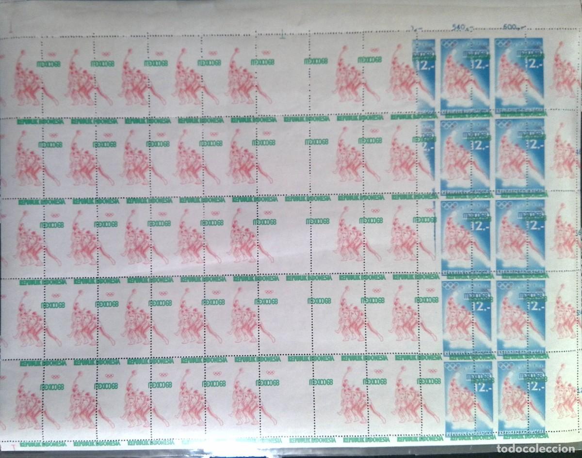 Sellos: O) 1968 INDONESIA,ERROR, OLYMPIC GAMES MEXICO CITY,BASKETBALL, SCT 744 12r, SHEET MNH