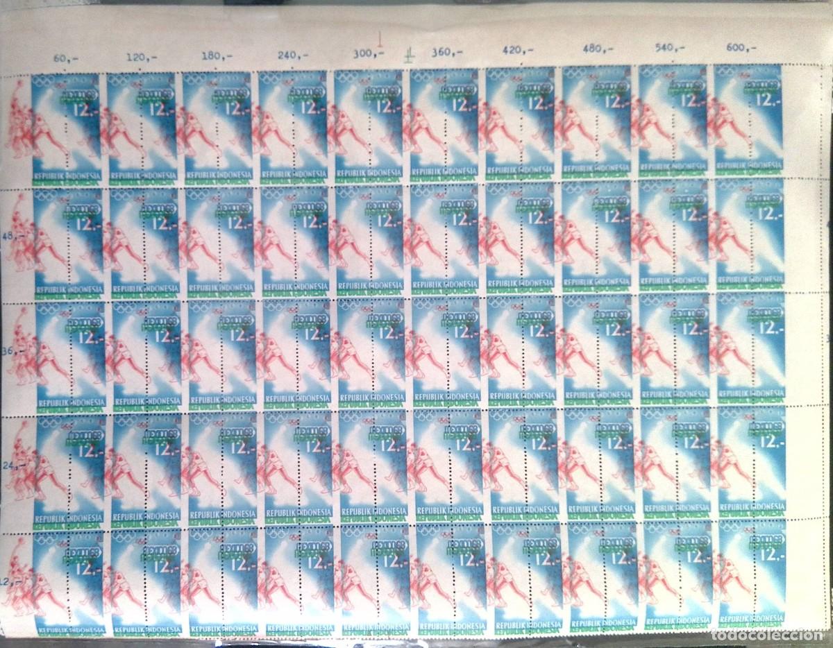 Sellos: O) 1968 INDONESIA,ERROR, OLYMPIC GAMES MEXICO CITY,BASKETBALL, SCT 744 12r, SHEET MNH