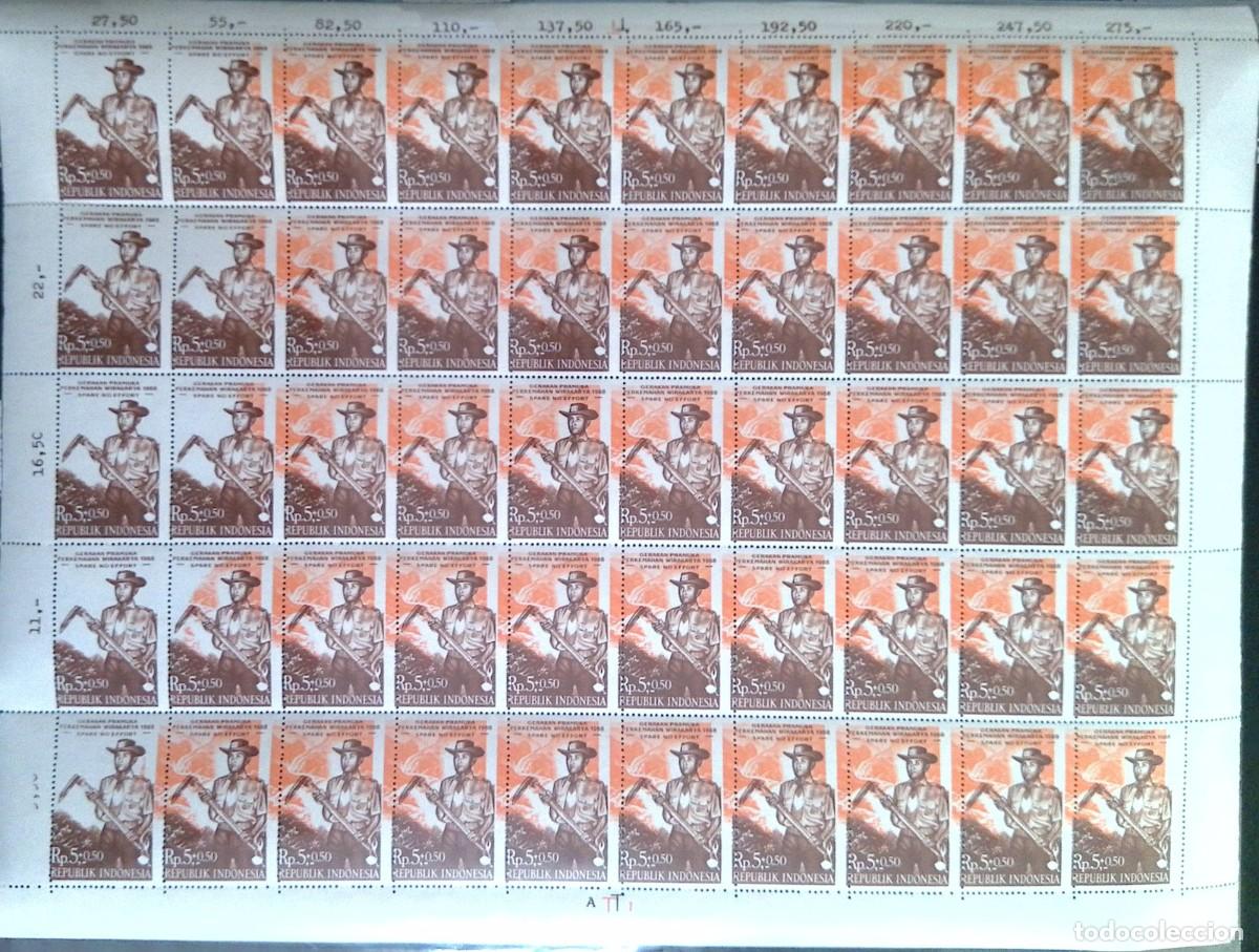Sellos: O) 1968 INDONESIA, ERROR, SCOUT WITH PICKAX, SURTAX FOR WIRAKARYA SCOUT CAMP. SCT B215 5r+ 5 dp, S