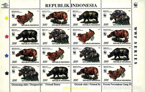 Sellos: 12749 MNH INDONESIA 1996 RINOCERONTES DE SUMATRA Y DE JAVA