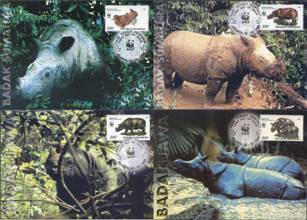 Sellos: 274884 MNH INDONESIA 1996 RINOCERONTES DE SUMATRA Y DE JAVA