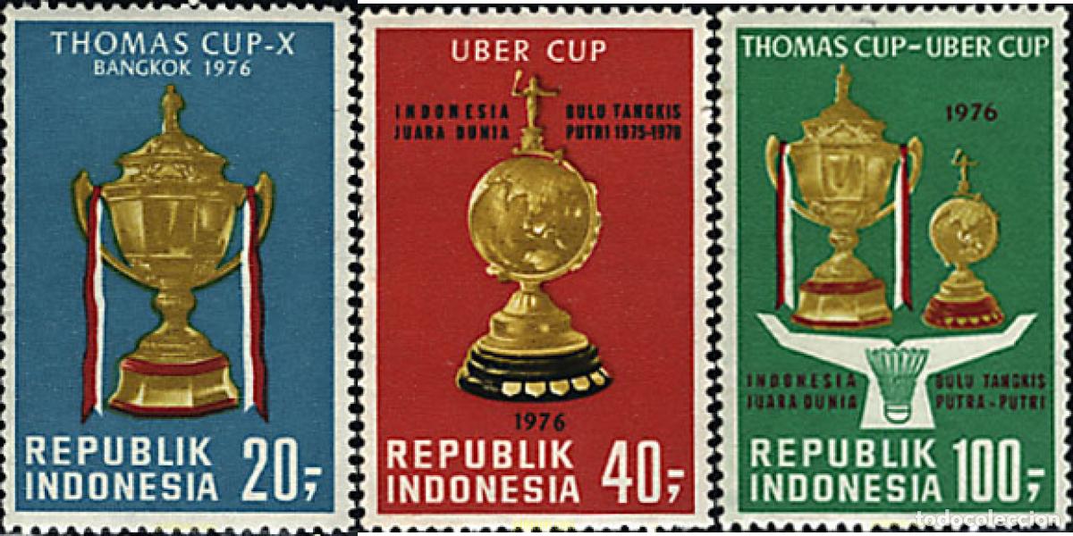 Francobolli: 27235 MNH INDONESIA 1976 CAMPEONATOS DE BADMINTON. COPA THOMAS. Vencedores.