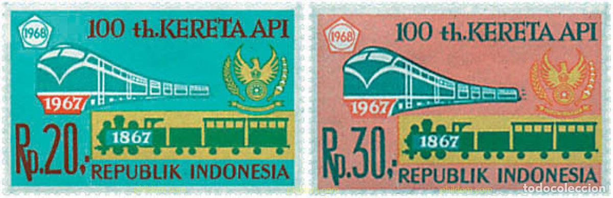Sellos: 55272 MNH INDONESIA 1968 CENTENARIO DEL FERROCARRIL
