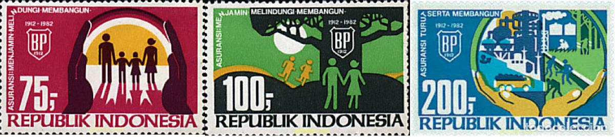 Sellos: 59187 MNH INDONESIA 1982 70 ANIVERSARIO DE LA FUNDACION DE LA ASEGURADORA BIMIPUTRA