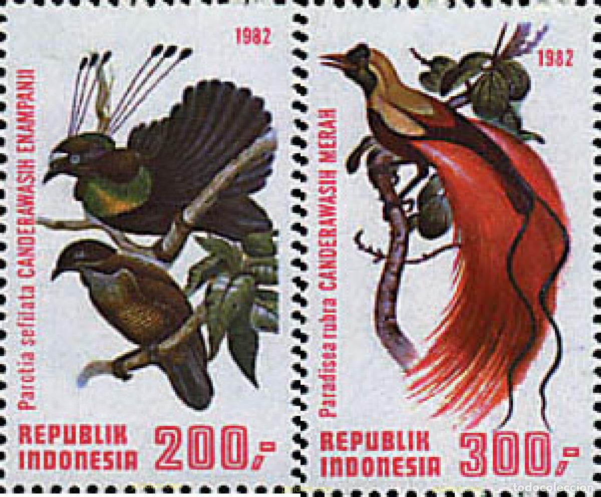 Sellos: 181552 MNH INDONESIA 1982 FAUNA. AVES DEL PARAISO