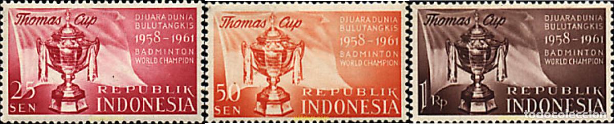 Sellos: 27228 MNH INDONESIA 1958 CAMPEONATOS MUNDIALES DE BADMINTON. COPA THOMAS