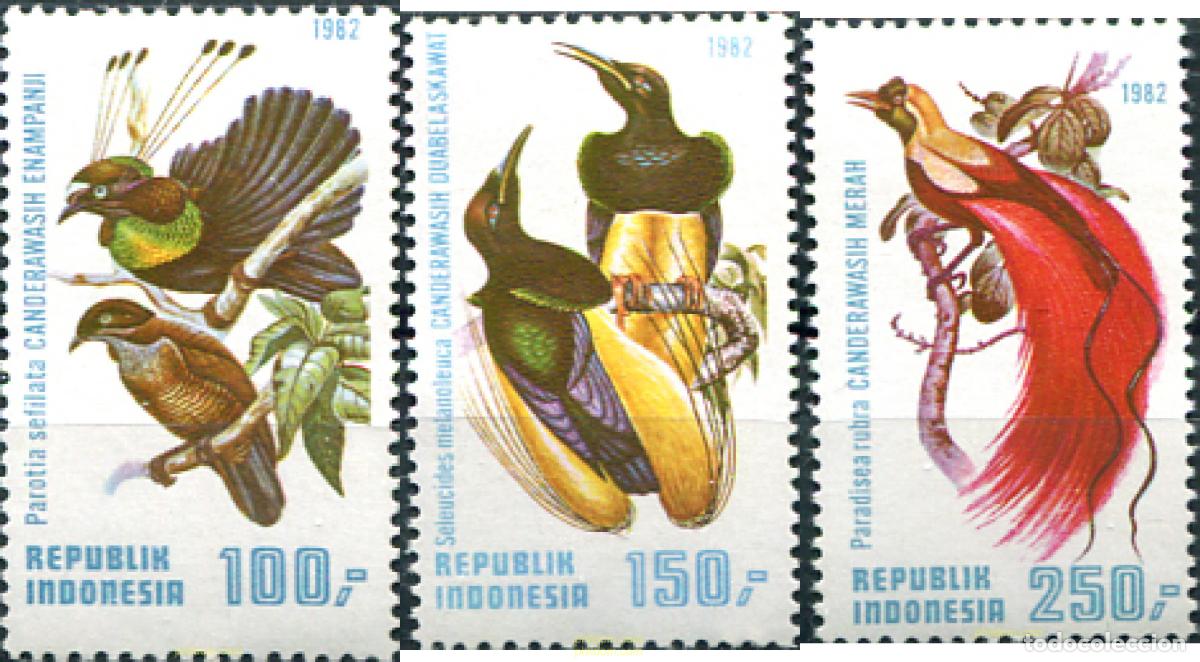 Sellos: 31423 MNH INDONESIA 1982 FAUNA. AVES DEL PARAISO
