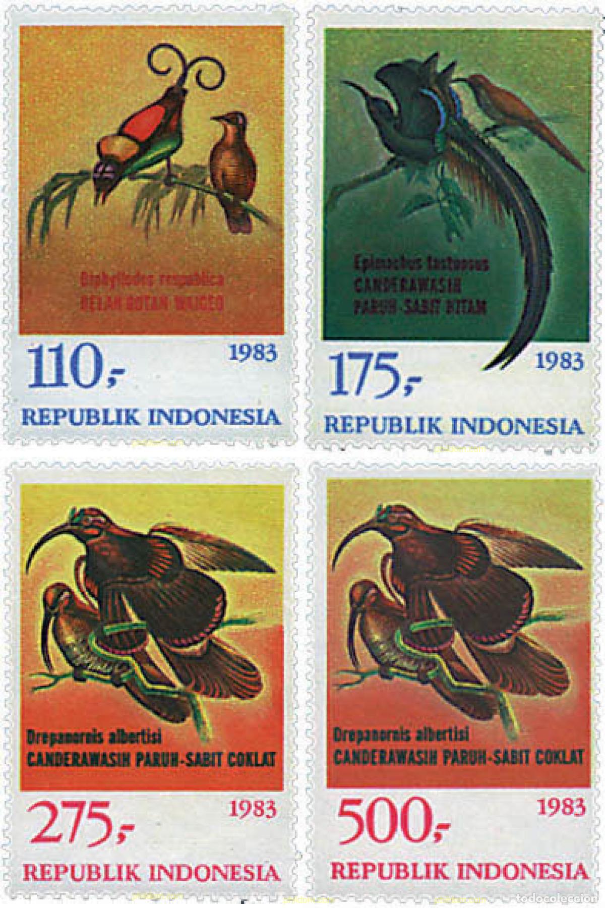 Sellos: 31427 MNH INDONESIA 1983 FAUNA. AVES DEL PARAISO