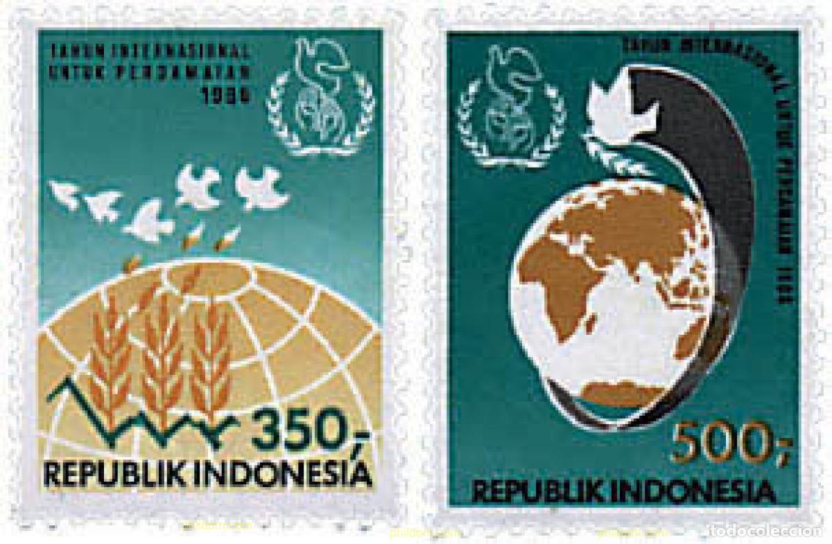 Sellos: 31430 MNH INDONESIA 1986 A&Ntilde;O INTERNACIONAL DE LA PAZ