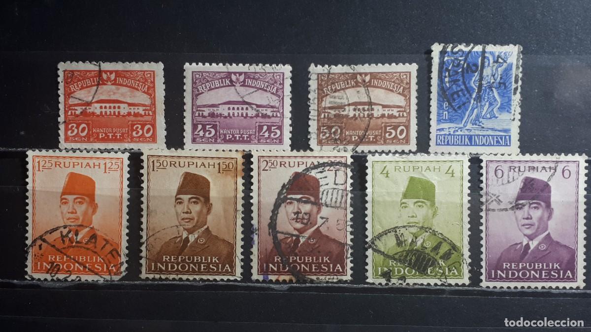 Sellos: INDONESIA. A&Ntilde;O 1953. &deg;. YVERT 53, 56/7, 60, 63/7