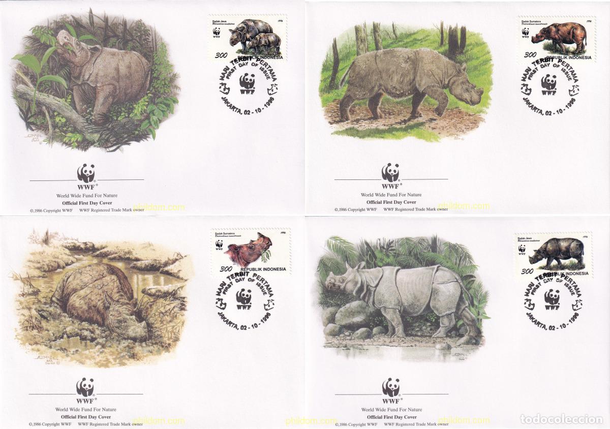 Sellos: 23255 MNH INDONESIA 1996 RINOCERONTES DE SUMATRA Y DE JAVA