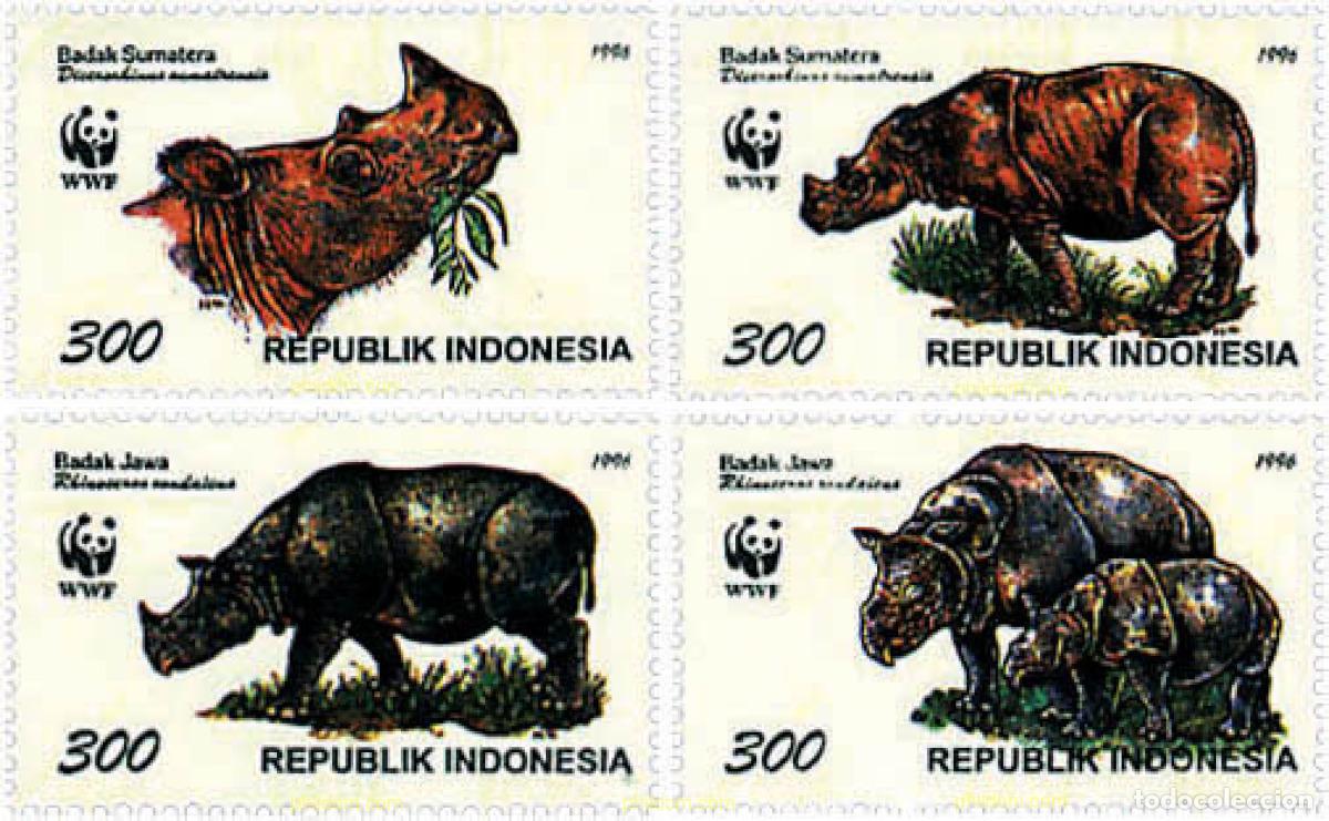 Sellos: 75230 MNH INDONESIA 1996 RINOCERONTES DE SUMATRA Y DE JAVA