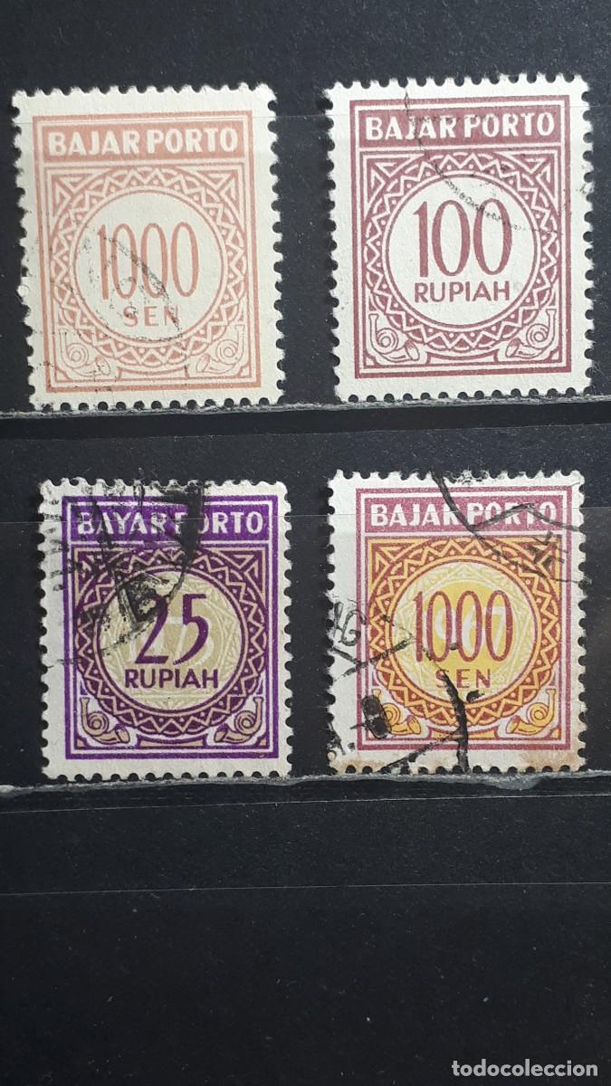 Sellos: INDONESIA &deg;. YVERT tasas 25, 27, 42, 47.