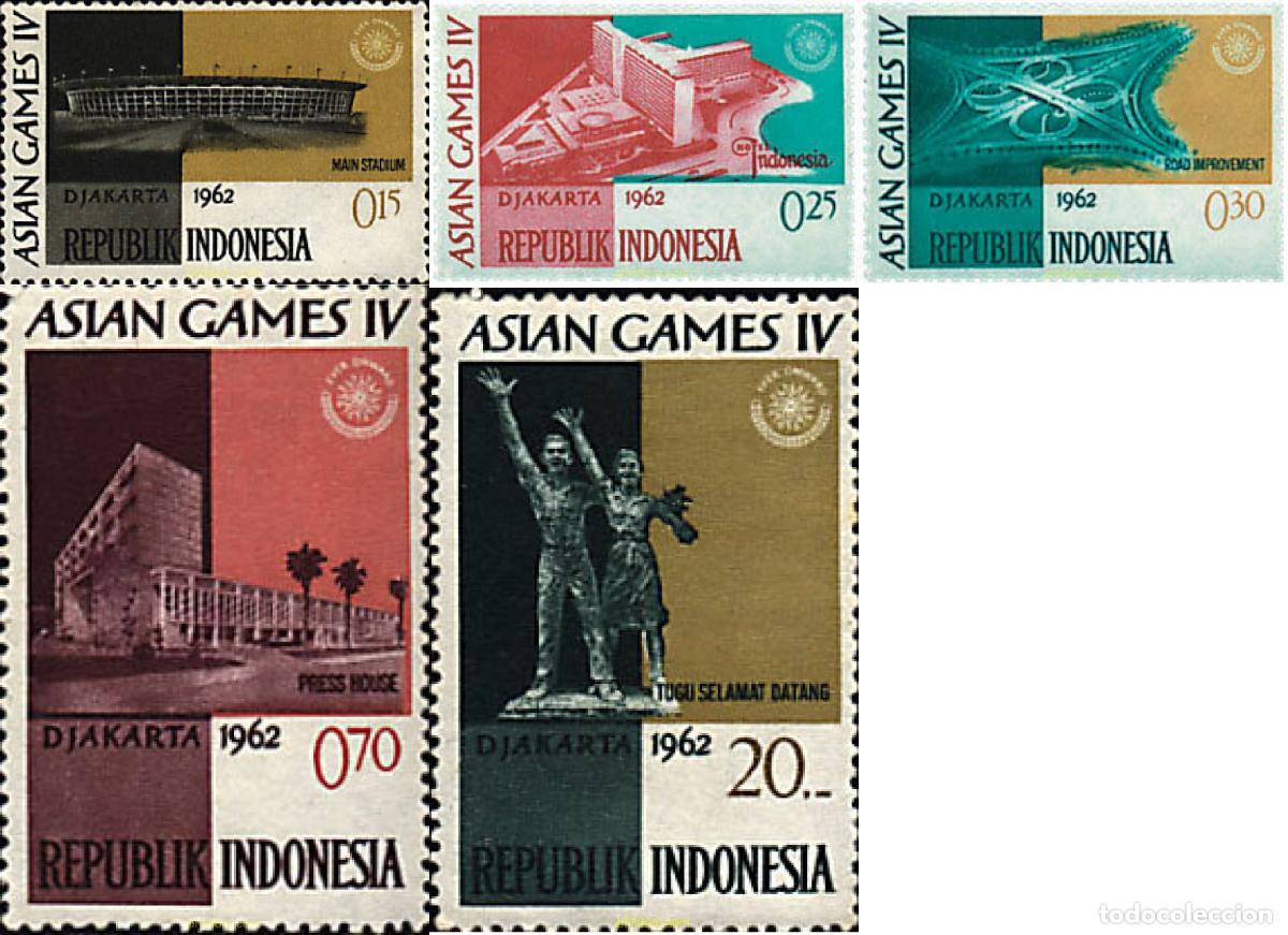 Sellos: 49215 MNH INDONESIA 1962 4 JUEGOS ASIATICOS