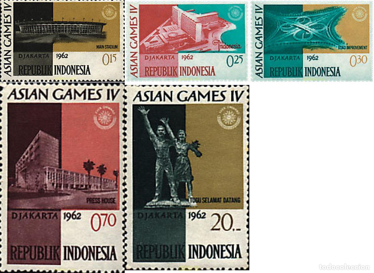 Sellos: 216314 HINGED INDONESIA 1962 4 JUEGOS ASIATICOS