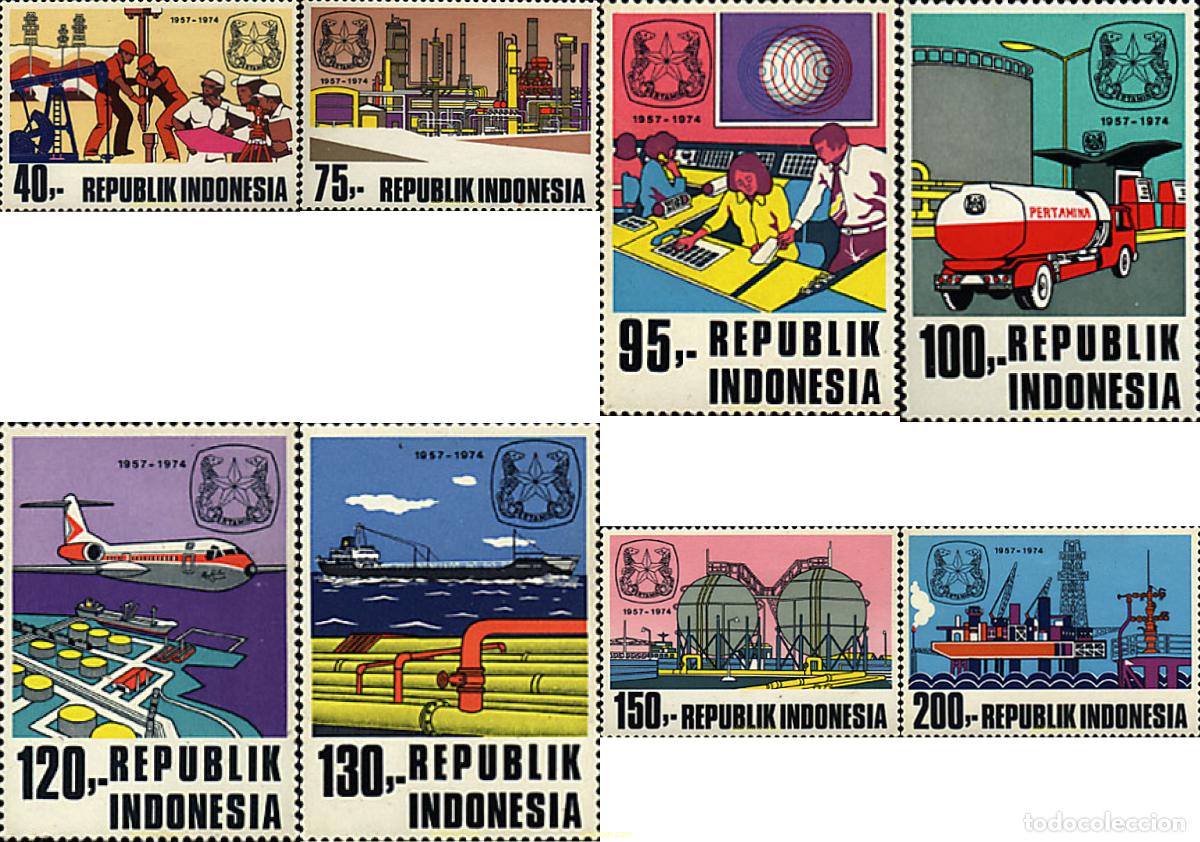 Sellos: 55273 MNH INDONESIA 1974 17 ANIVERSARIO DE LA SOCIEDAD PETROLERA DEL ESTADO