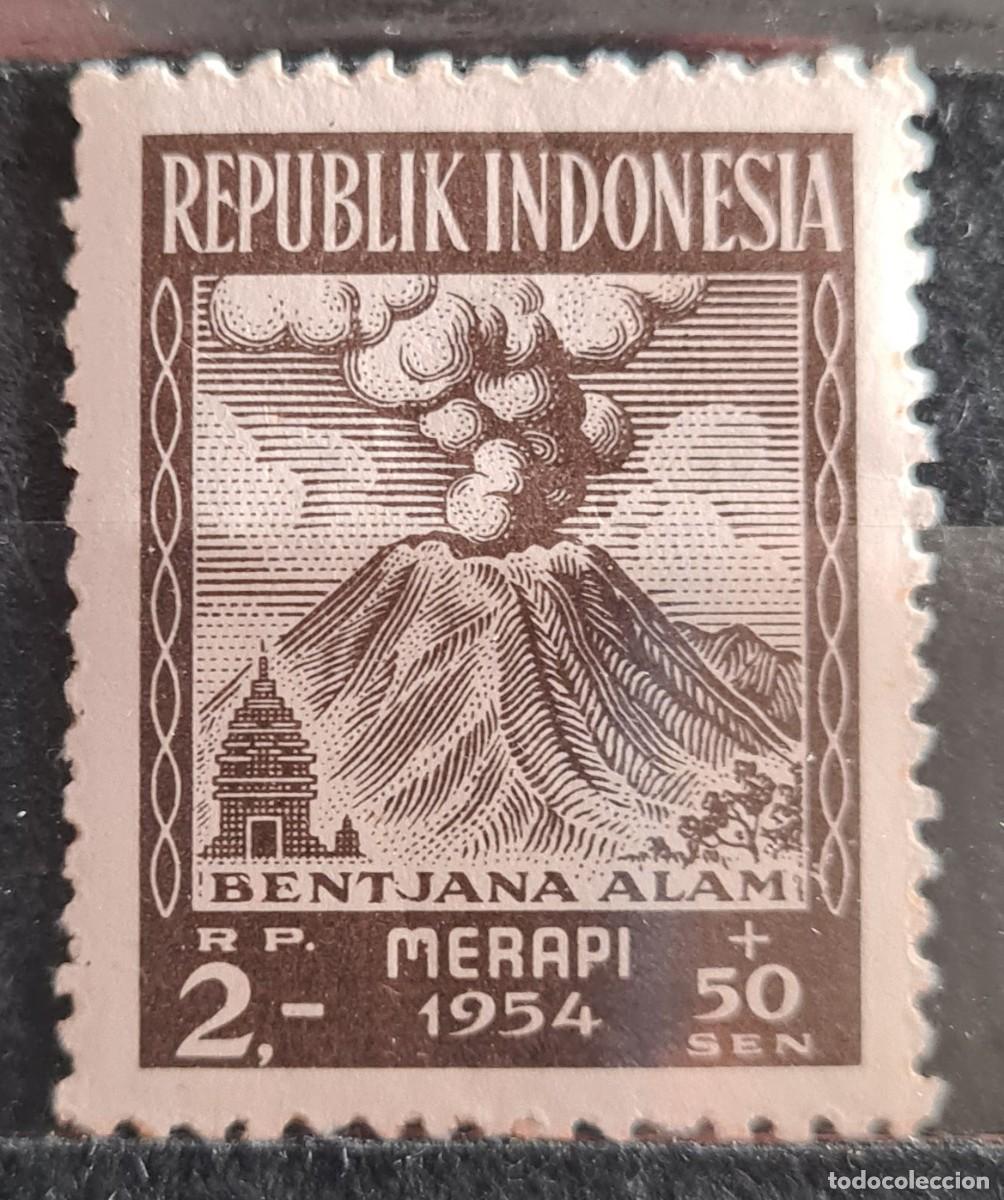Sellos: Sello nuevo de Indonesia 1954: pro-v&iacute;ctimas del volc&aacute;n Merapi