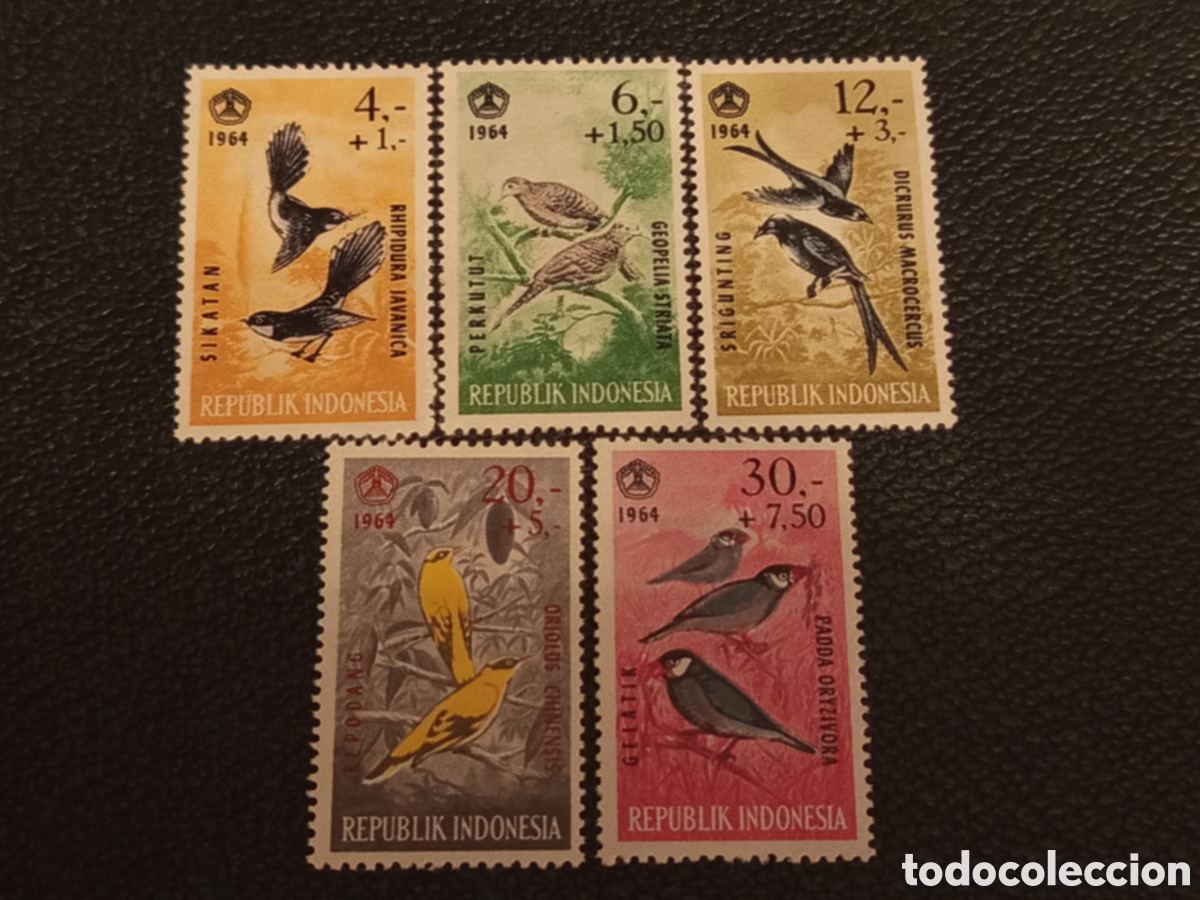 Sellos: Sello De Colecci&oacute;n Indonesia 1964 Aves Gelatik MNH Nuevo Scott B164